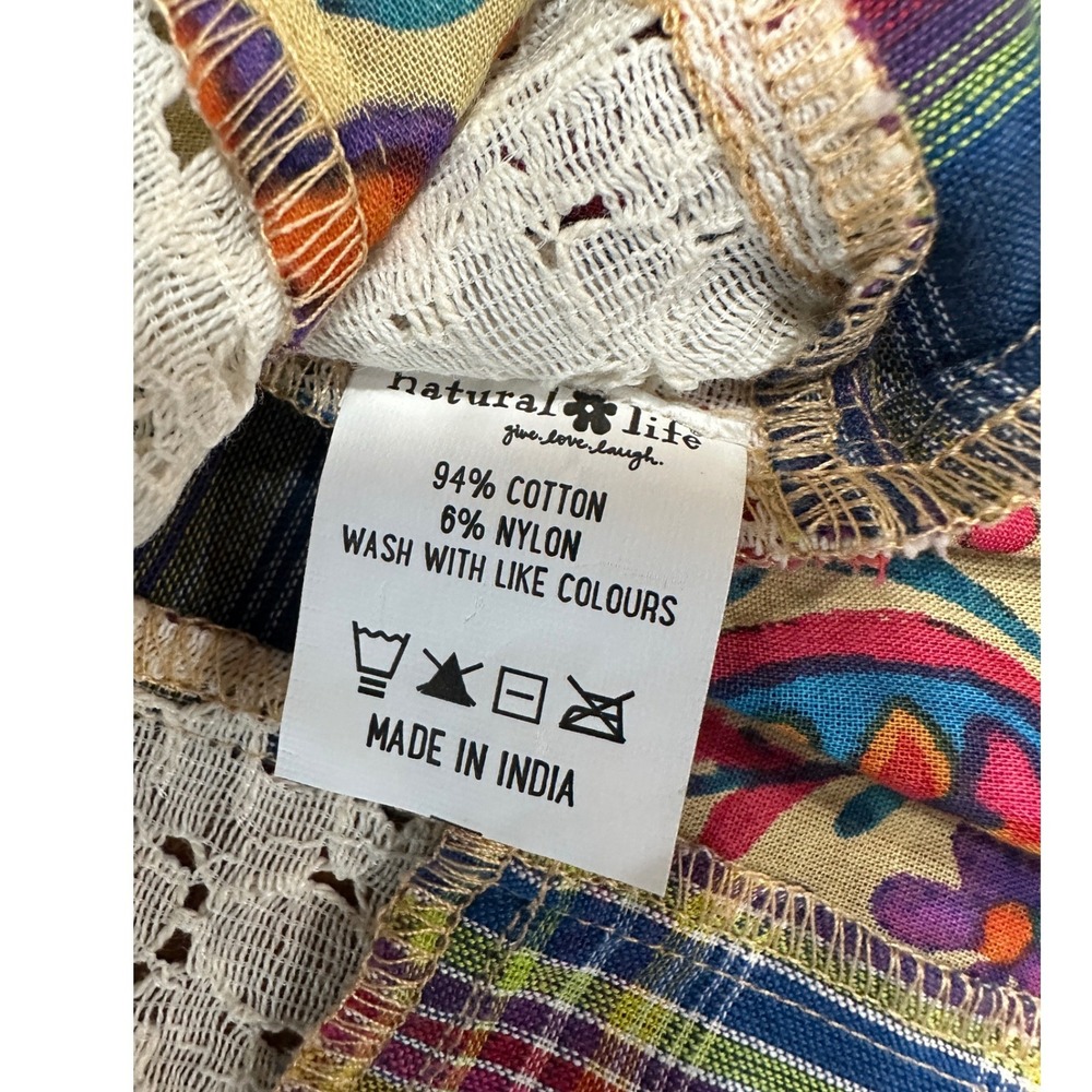 Natural Life Barcelona Patchwork Button Down Shirt XL NWT Lace Boho Oversized - Picture 8 of 10